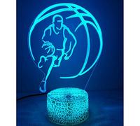 Illusion Optique 3D Basketball Nuit Lampe Art Déco Lampe Lumières LED Décoration Lampes Touch Control 7 Couleurs Change Veilleuse USB Powered Enfants Cadeau Anniversaire Noël Cadeaux