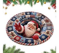 Illusion Tapis Rond Doux Matelassé Illusion d'Optique Tapis Décoration | Tapis de Noël d'intérieur pour chambre à coucher, salle de bain, maison, porte, escalier, sol, village, grotte, bar