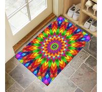 Illusion Visuelle Géométrie Paillasson Interieur Entree 40 x 60 cm, Tapis D'Entrée Résumé Mosaïque Antidérapant Et Lavable en Machine, Multicolore Tapis De Sol Absorbantes pour Chien, Porte, Couloir