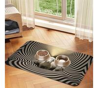 Illusionary Surréaliste Art Tapis d'alimentation pour chien et chat - En cuir absorbant - Imperméable - Pas de taches - Séchage rapide - Antidérapant - 60 x 40 cm