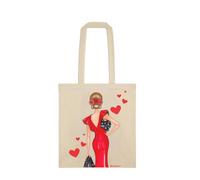 IllustrArte Cadix Sac fourre-tout en coton 135 g/m² (38 x 42 cm) | Poignées longues de 60 cm | Impression sur un côté | Sac réutilisable et léger (supporte jusqu'à 5 kg), Flamenca Manuela Rouge, M