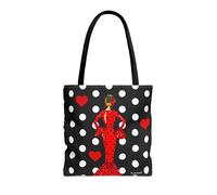 IllustrArte Sac tote flamenco 43x43 cm « Maria Rouge » à pois - impression double face - anses 60 cm - polyester 400 g/m² - collection Málaga