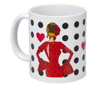IllustrArte Tasse de 350 ml - Tasse en céramique avec motif danseuse de flamenco - Cadeau pour les amoureux du bal - Marie rouge