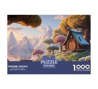 Illustration A Snow Scene 1000 Pcs Carton Premium Coffret De Puzzles Alpine Hobbit-Style Cottage Stimulant Et Éducatif Défi Unique Puzzles As Birthday Gifts 38x26cm/1000pcs