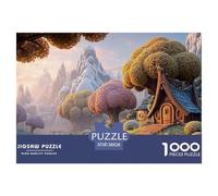Illustration A Snow Scene 1000 Pièces Carton Extra-épais Coffret De Puzzles Alpine Hobbit-Style Cottage Stimulant Et Éducatif Jeu Familial Puzzles pour Adultes Et Enfants 38x26cm/1000pcs