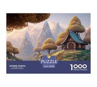Illustration A Snow Scene 1000 Pièces Carton Extra-épais Lot de Puzzles Alpine Hobbit-Style Cottage Stimulant Et Éducatif Jeu Créatif Puzzles pour Adultes Et Enfants 52x38cm/1000pcs