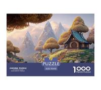 Illustration A Snow Scene 1000 Pièces Carton Extra-épais Lot de Puzzles Alpine Hobbit-Style Cottage Stimulant Et Éducatif Défi Unique Puzzles pour Adultes Et Enfants 70x50cm/1000pcs