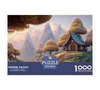 Illustration A Snow Scene 1000 Pièces Carton Premium Coffret De Puzzles Alpine Hobbit-Style Cottage Anti-Stress Défi Unique Puzzles As Birthday Gifts 38x26cm/1000pcs