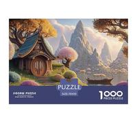 Illustration A Snow Scene 1000 Pièces Carton Premium Lot de Puzzles Alpine Hobbit-Style Cottage Stimulant Et Éducatif Jeu Familial Puzzles As Birthday Gifts 70x50cm/1000pcs