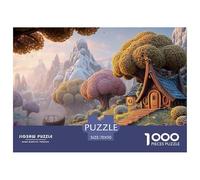 Illustration A Snow Scene 1000 Pièces Carton Premium Lot de Puzzles Alpine Hobbit-Style Cottage Stimulant Et Éducatif Jeu Créatif Puzzles As Birthday Gifts 70x50cm/1000pcs