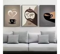 Illustration abstraite rétro sur le thème du café, style inspirant, peinture sur toile, impressions d'art mural, décoration pour la cuisine, le bureau ou la maison (70 x 100 cm x 3 / sans cadre)
