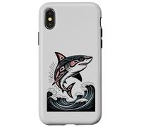 Illustration amérindienne Shark Haida Tlingit Coque pour iPhone X/XS