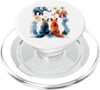 Illustration Animale Abstraite avec éléphants et Renards PopSockets PopGrip pour MagSafe