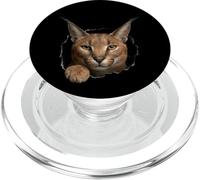 Illustration animalière d'un Chat Sauvage de Caracal Qui Traverse Un Trou déchiré PopSockets PopGrip pour MagSafe