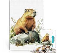 Illustration Aquarelle de Capybara Puzzle pour Adolescents 1000 pièces Jeu intellectuel Améliorer la mémoire 38x26cm