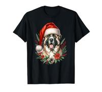 Illustration Aquarelle de Chien de Berger d'Asie Centrale de Noël T-Shirt Graphique avec Valeur
