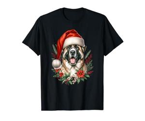 Illustration Aquarelle de Chien de Berger d'Asie Centrale de Noël T-Shirt Graphique avec Valeur