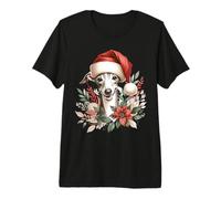 Illustration Aquarelle de Chien lévrier Italien de Noël T-Shirt Haut de Gamme