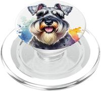 Illustration Aquarelle de Chien Schnauzer Standard PopSockets PopGrip pour MagSafe