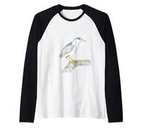 Illustration Aquarelle du héron de Nuit couronné Noir Manche Raglan