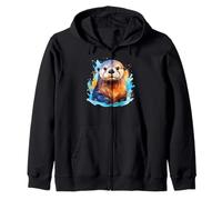 Illustration Aquarelle Loutre Mignonne Sweat à Capuche
