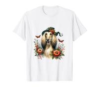Illustration Aquarelle pour Chien de lévrier Afghan Halloween T-Shirt Graphique avec Valeur, Homme, Blanc, XL