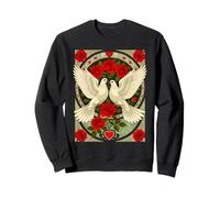 Illustration Art Nouveau Colombes Blanches et Roses Rouges Sweatshirt