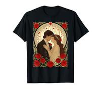 Illustration Art Nouveau Romance Et Roses Rouges T-Shirt