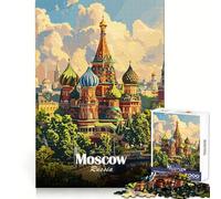 Illustration Artistique de la Ville de Moscou,Russie Puzzle de 1000 pièces pour Adolescents,Exercice Mental,détente et Divertissement Un pour Les fêtes (50x75cm)