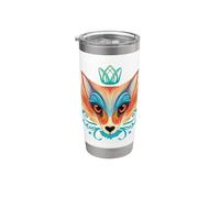 Illustration artistique Fox King Gobelet isotherme en acier inoxydable double paroi