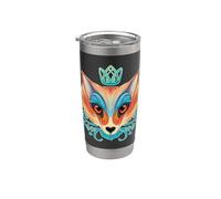 Illustration artistique Fox King Gobelet isotherme en acier inoxydable double paroi