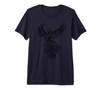 Illustration Artistique Phoenix Noir Rising from The Ashes T-Shirt Haut de Gamme