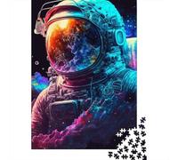 Illustration Astronaute Puzzle 1000 Pièces Papier pour Adultes Style Art Science Fiction Galactique Détente Décoration Cadeau 38x26cm/1000pcs