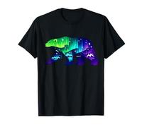 Illustration Aurora Galaxie Ours Silhouette Coloré Nuit T-Shirt