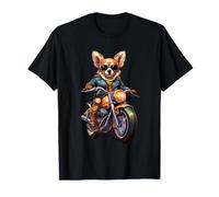 Illustration aventureuse de Chien Corgi Moto Cruiser T-Shirt