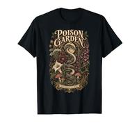 Illustration Botanique de Jardin Poison avec Serpent T-Shirt Graphique avec Valeur