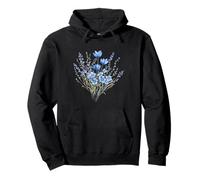 Illustration Bouquet Fleurs Bleues Sweat à Capuche