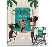 Illustration Cannes Côte d'Azur - Puzzle 1000 pièces pour Adultes - Jeu éducatif et Stimulant - Cadeau Original et mémorable - Dimensions:38x26cm