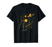 Illustration Chat Cosmique planètes Ciel Nocturne céleste T-Shirt
