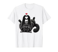 Illustration Chat Noir cœur Pattes Mignon Chat Amour Animal T-Shirt Graphique avec Valeur