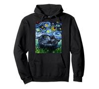 Illustration Chat Noir endormi Nuit étoilée félin Sweat à Capuche