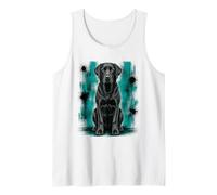 Illustration Chien Labrador Retriever Bleu Sarcelle Grunge Vieilli Débardeur