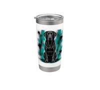 Illustration chien labrador retriever bleu sarcelle grunge vieilli Gobelet isotherme en acier inoxydable double paroi
