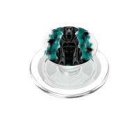Illustration Chien Labrador Retriever Bleu Sarcelle Grunge Vieilli PopSockets PopGrip pour MagSafe