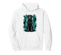 Illustration Chien Labrador Retriever Bleu Sarcelle Grunge Vieilli Sweat à Capuche