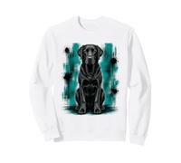 Illustration Chien Labrador Retriever Bleu Sarcelle Grunge Vieilli Sweatshirt