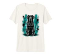 Illustration Chien Labrador Retriever Bleu Sarcelle Grunge Vieilli T-Shirt Haut de Gamme