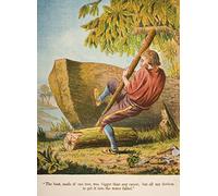 Illustration chromolithographique de la vie et des aventures de Robinson Crusoe par Daniel Defoe de l'édition à couverture souple Publiée vers 1860S Poster (61 x 86)