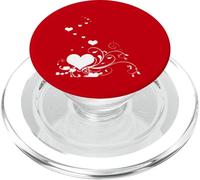 Illustration Coeurs Et Élégant Curling Flourishes Blanc PopSockets PopGrip pour MagSafe