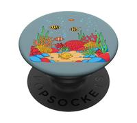 Illustration colorée de la Vie océanique de récif de Corail PopSockets PopGrip Adhésif